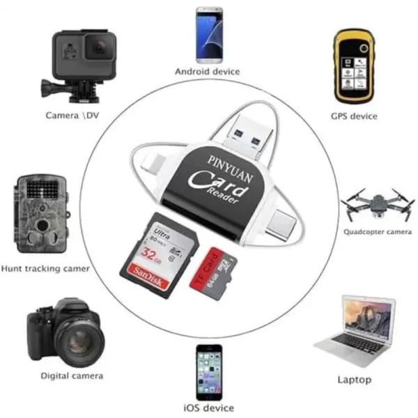 Multi-Port 4 in1 Universal SD TF Card Reader - Image 2