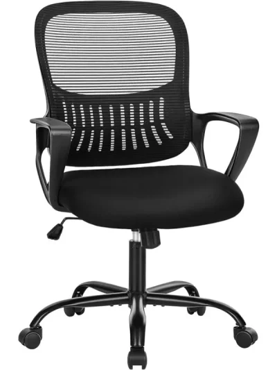 SMUG Office Chair Mid Back Computer Ergonomic Mesh Desk with Larger Seat, Executive Height Adjustable Swivel Task