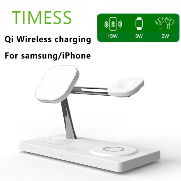 4-in-1 Wireless Charger: iPhone 14/13/12, AirPods 2/3, Apple Watch, Samsung S23/S22/Galaxy Watch - Image 3