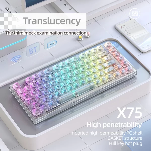 X75 Crystal Transparent Gamer Keyboard - Image 3