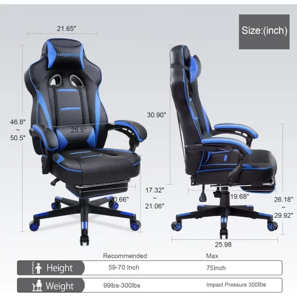 Computer Gaming Chair with Legrest - Image 2