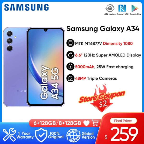 Samsung Galaxy A34 5G: Original, Dimensity 1080, 120Hz - Image 2