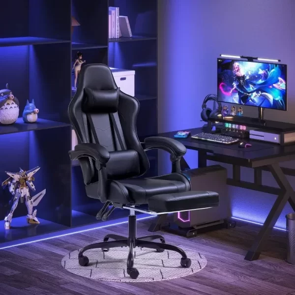 Gaming Chair with Footrest and 360 Swivel - Image 2